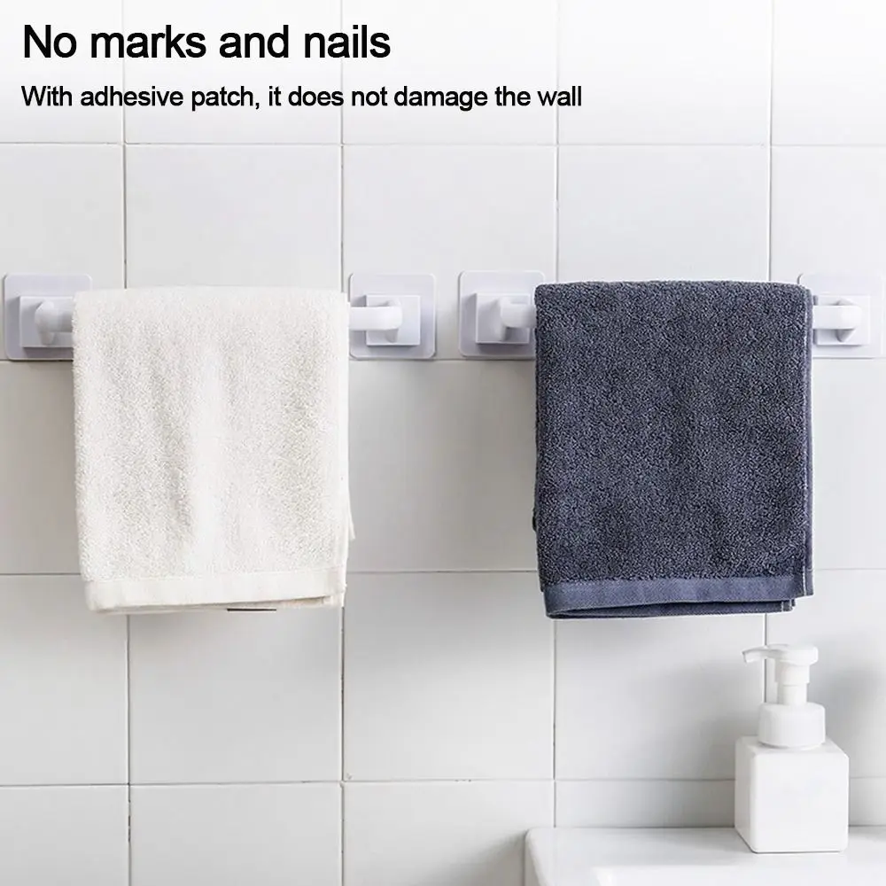 Kitchen Bathroom Wall Bath Towel Holder Rail Rack Self Adhesive Towel Rod Bar Portable Useful Household Gadget