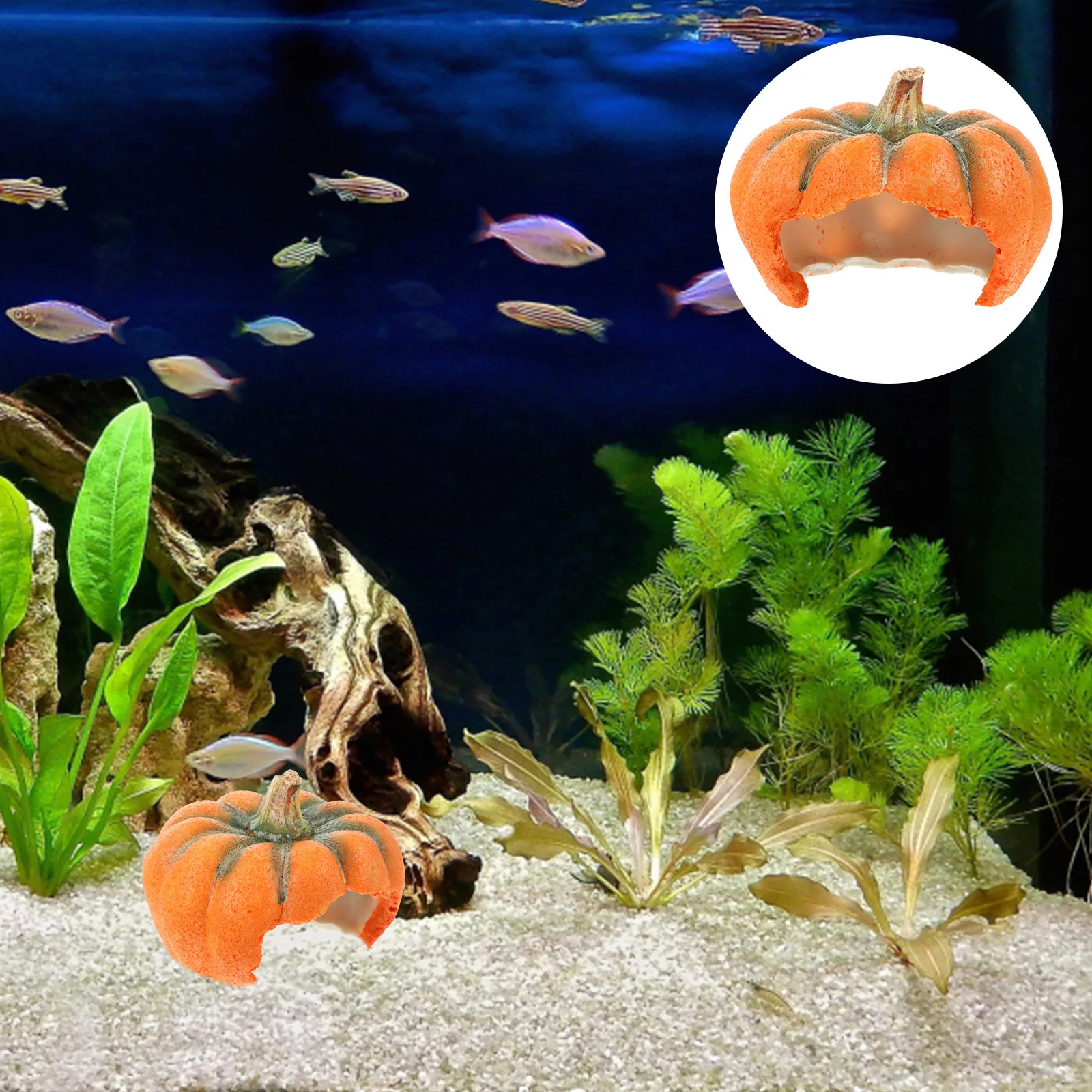 

Resin Pumpkin Ornament Aquarium Decor For Small Tank Fish Hideaway Cave Natural Colorful Landscaping Shrimp Cave Fish Tank