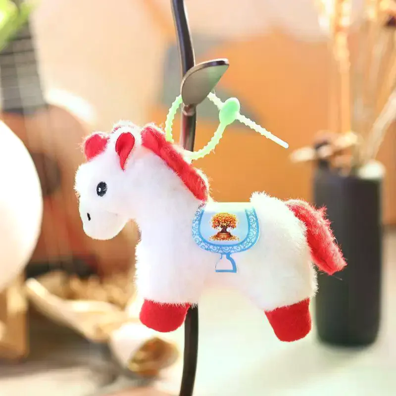 1 pz carino pony borsa chiave pendente decorativo 2026 capodanno del cavallo mascotte peluche portachiavi regalo di compleanno