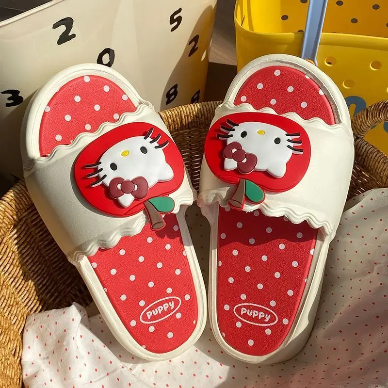 

Hello Kitty slippers Sanrio Cute Anime Cartoon Creative Simple Soft Anti slip Girl Kawaii Summer Slippers Gift