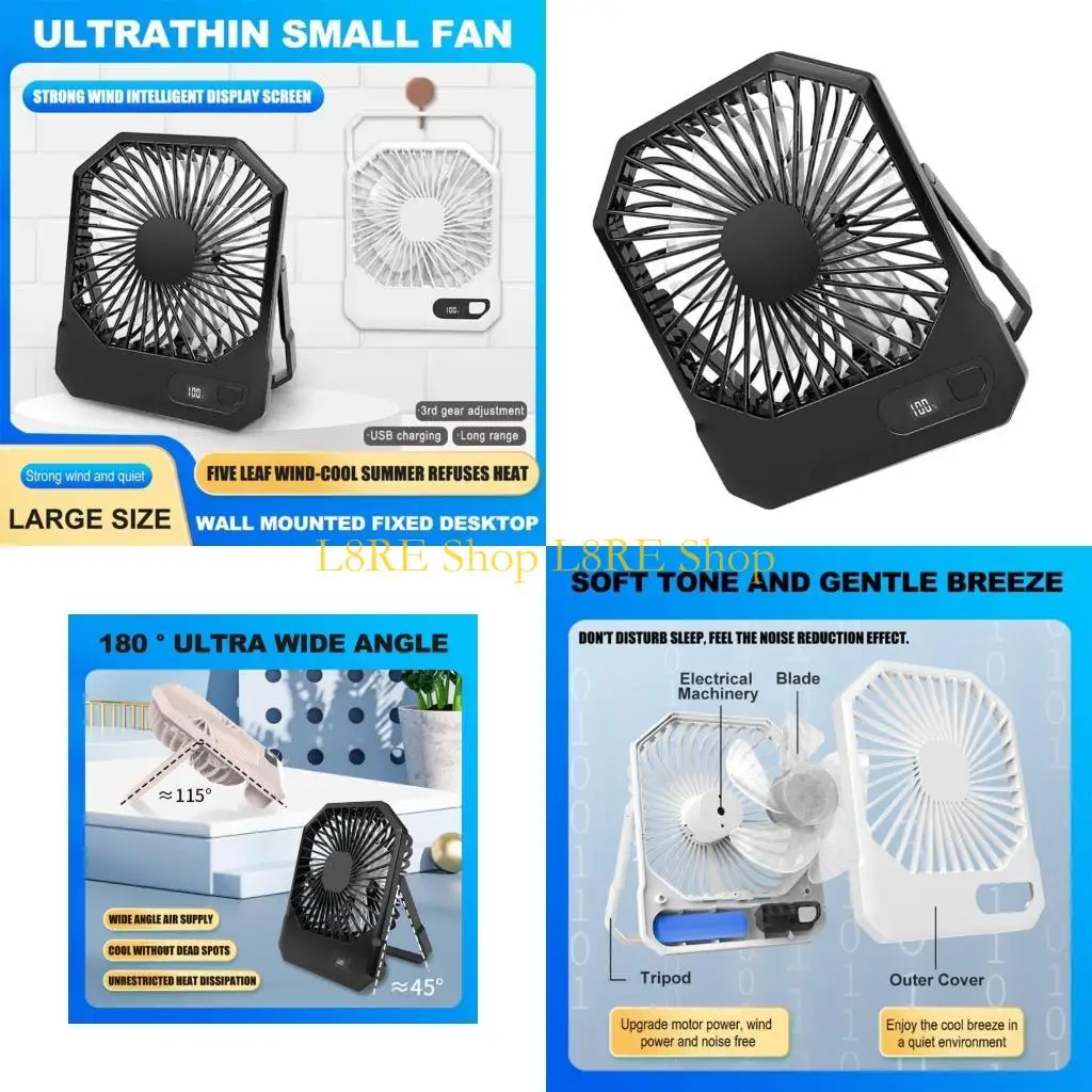 

L8RE Small Table Fean Перезаряжаемый портативный складной стол вентилятора, работающий вентилятор, работающий вентилятор