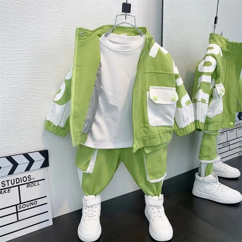 Fashion Cargo 2 Piece Sets Kids Spring Fall Jackets Outfit And Children's Jogger Pants Ensembles Streetwear Boys Tracksuit Set