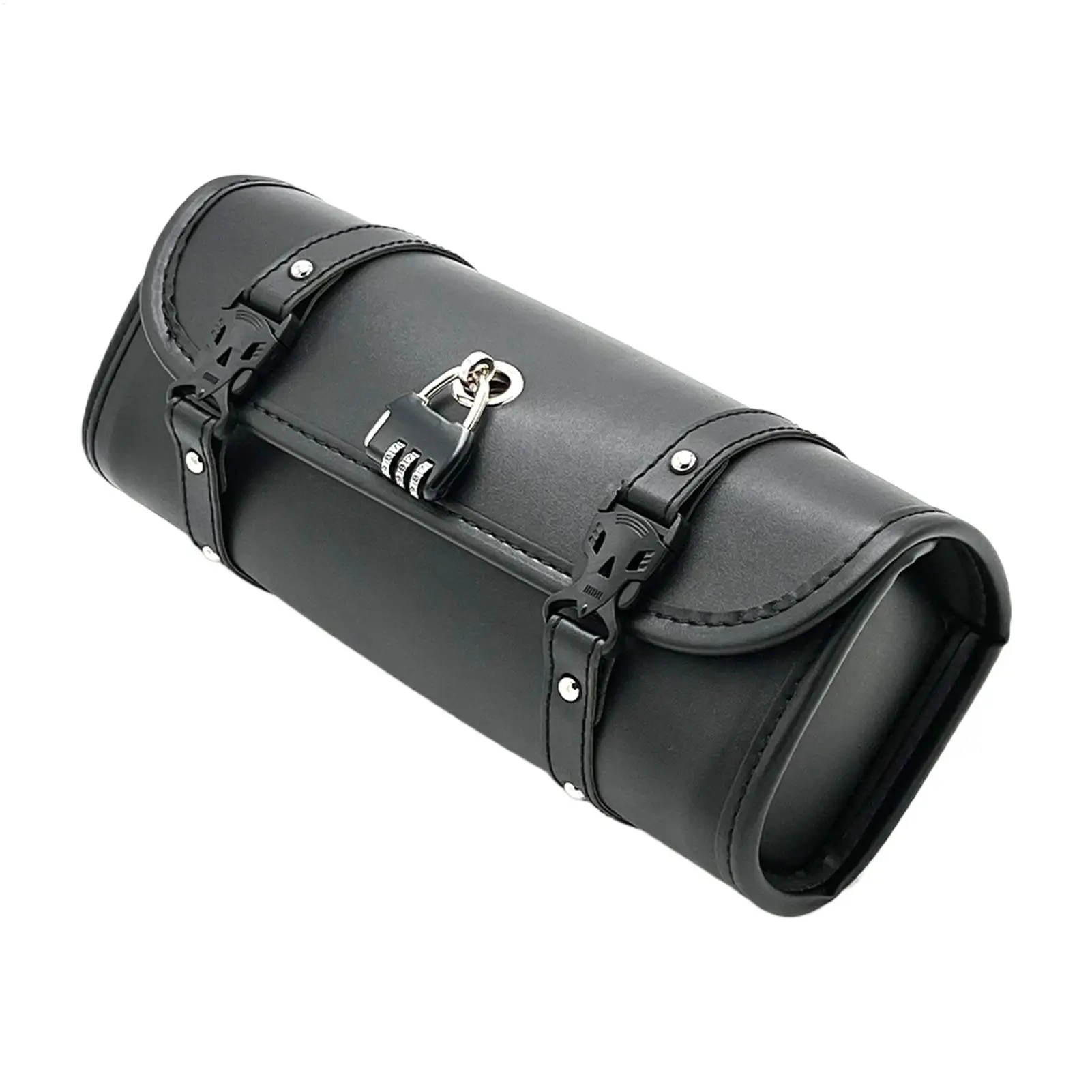 Motorcycle Front Fork Tool Bag Faux Leather Universal Handlebar Roll Bag Waterproof Fit For HarleySportsterKawasakiYamaha