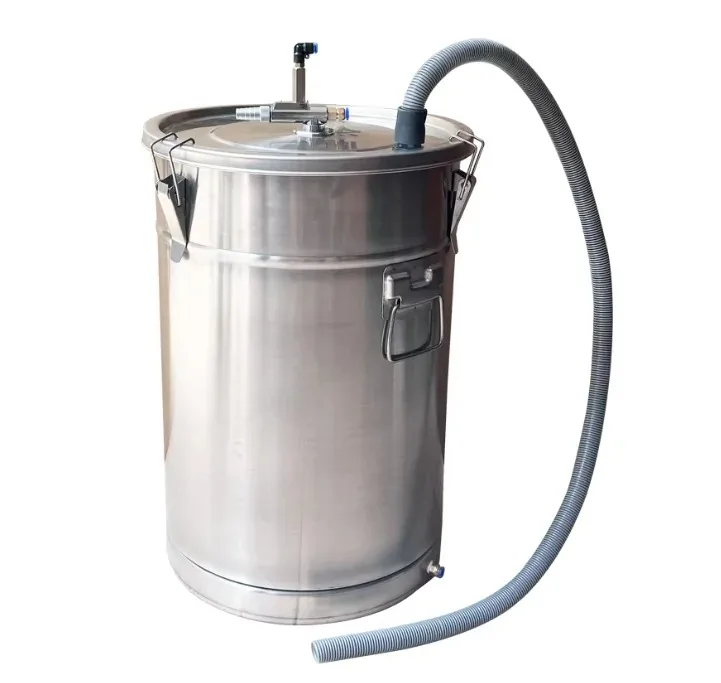 Heavy-Duty SS304 Vulcanized Powder Supply Barrel with Plastic Sprayed Coating for Electrostatic Powder Coating Systems