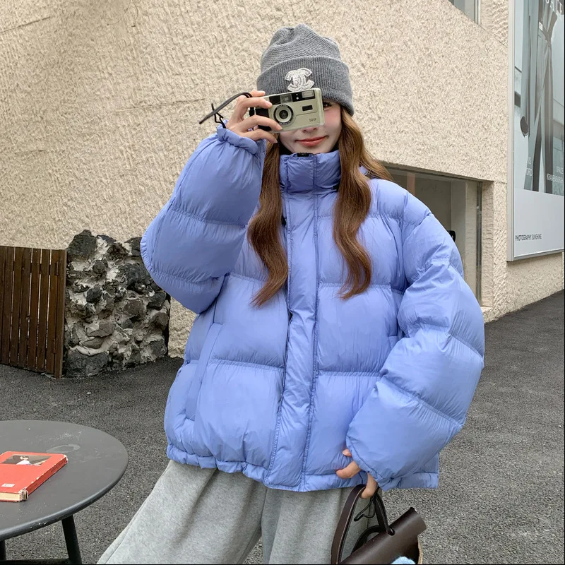 2025 شتاء جديد مقنعين أسفل سترة المرأة نمط قصير موضة عادية فضفاض وسميك الخبز الدافئ 90 الأبيض بطة أسفل معطف #1