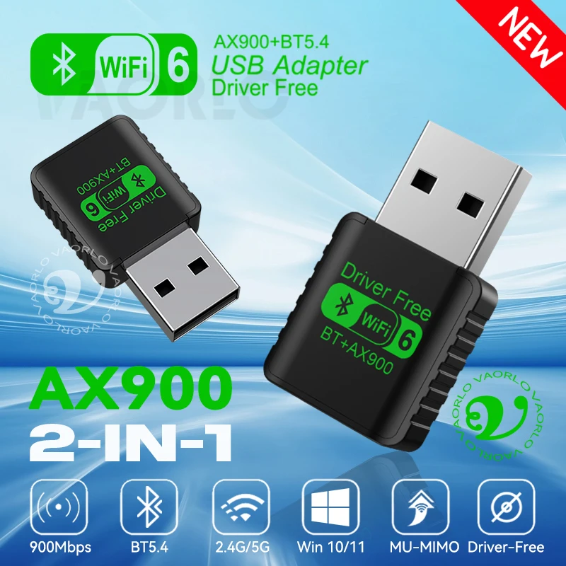 AX900 USB WiFi 6 Bluetooth 5.4 Adapter 2in1 Dongle Dual Band 2.4G&5GHz Network Wireless Receiver DRIVER FREE For Windows 10/11
