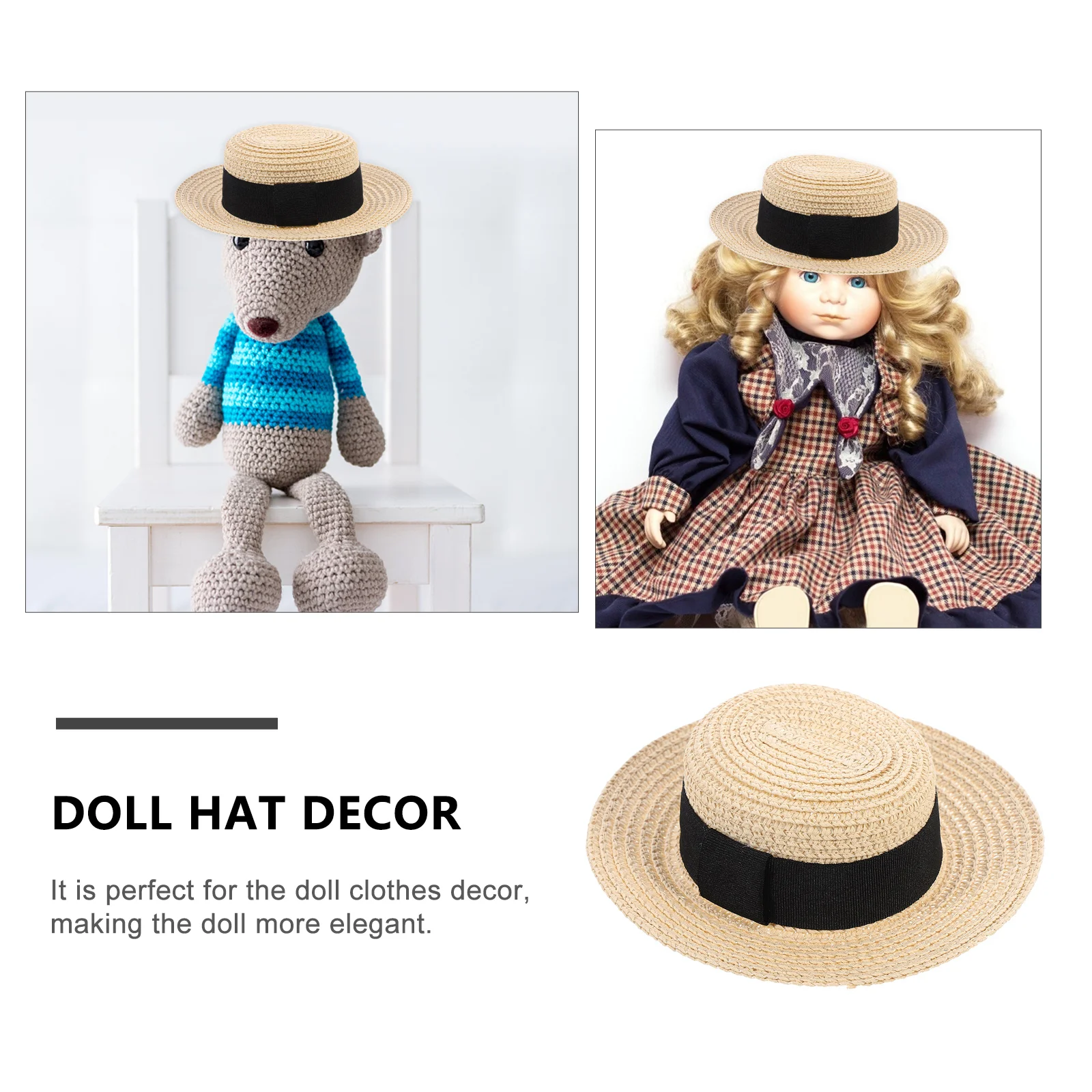 Piccoli cappelli di paglia per artigianato Decorazioni per cappelli fatti a mano Design piatto superiore Forniture per feste fai da te Accessorio per vestiti per cappelli in miniatura