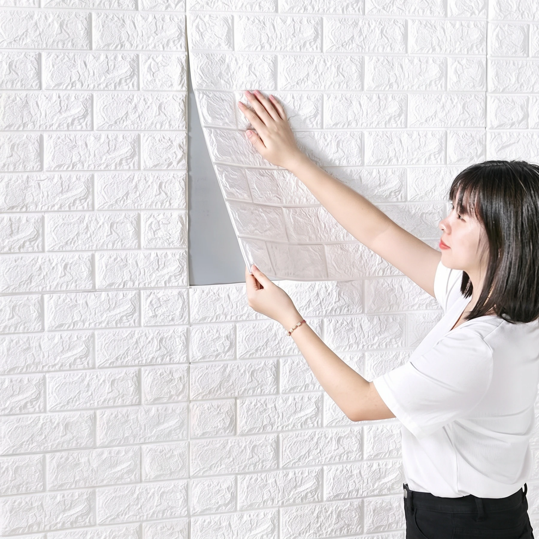 Waterproof Stain Resistant Wall Sticker 38.5x35cm 10pcs Soft Foam Brick Wallpaper Kitchen Living Bedroom Indoor Wall Decor