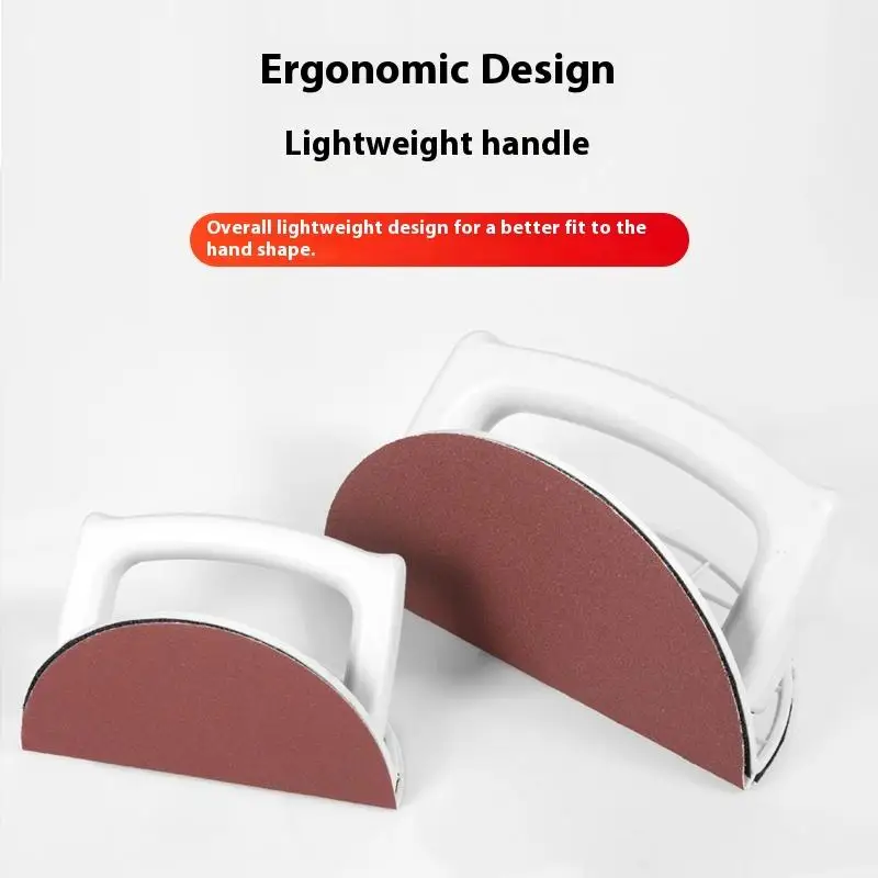 1 Set Plastic Corner Sander Ergonomic Handheld Tool For Woodworking DIY Projects Self Adhesive Half Circle Sanding Pad Holder