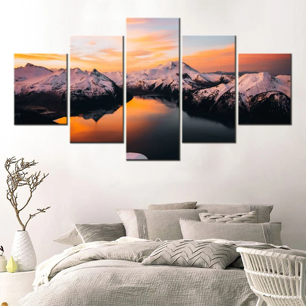 

5 Pieces Wall Art Canvas Nature Landscape Poster Panorama Ridge Home Decor Wallpaper Painting Living Room Artwork Picture Print