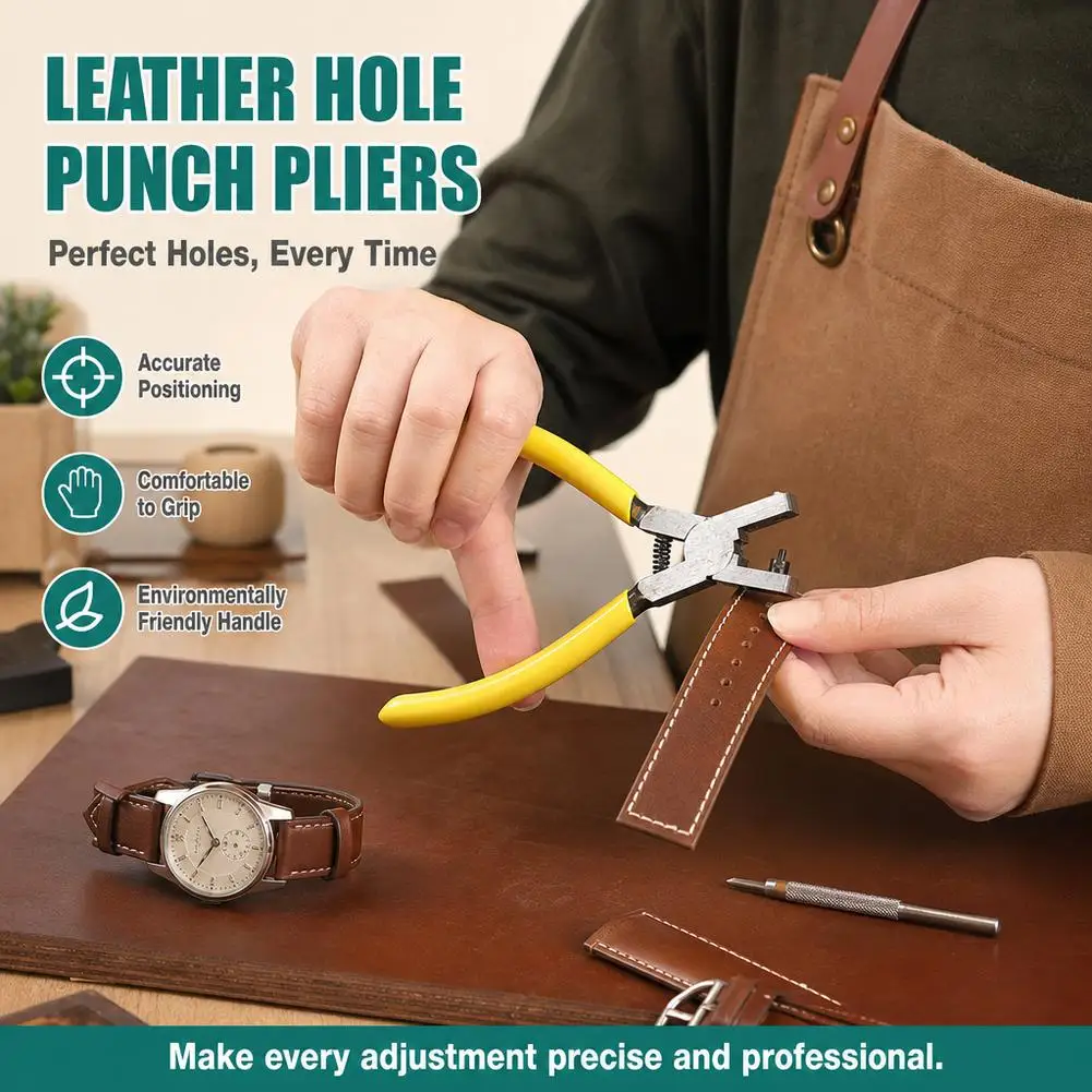 5-Inch Mini Leather Punch Pliers Handheld Hole Puncher for Watch Bands Belts Tool Accessories