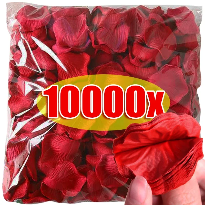 10000/100Pcs Artificial Fake Rose Petals Red Colorful Simulation Silk Rose Petal for Valentines Day Wedding Party Romantic Decor