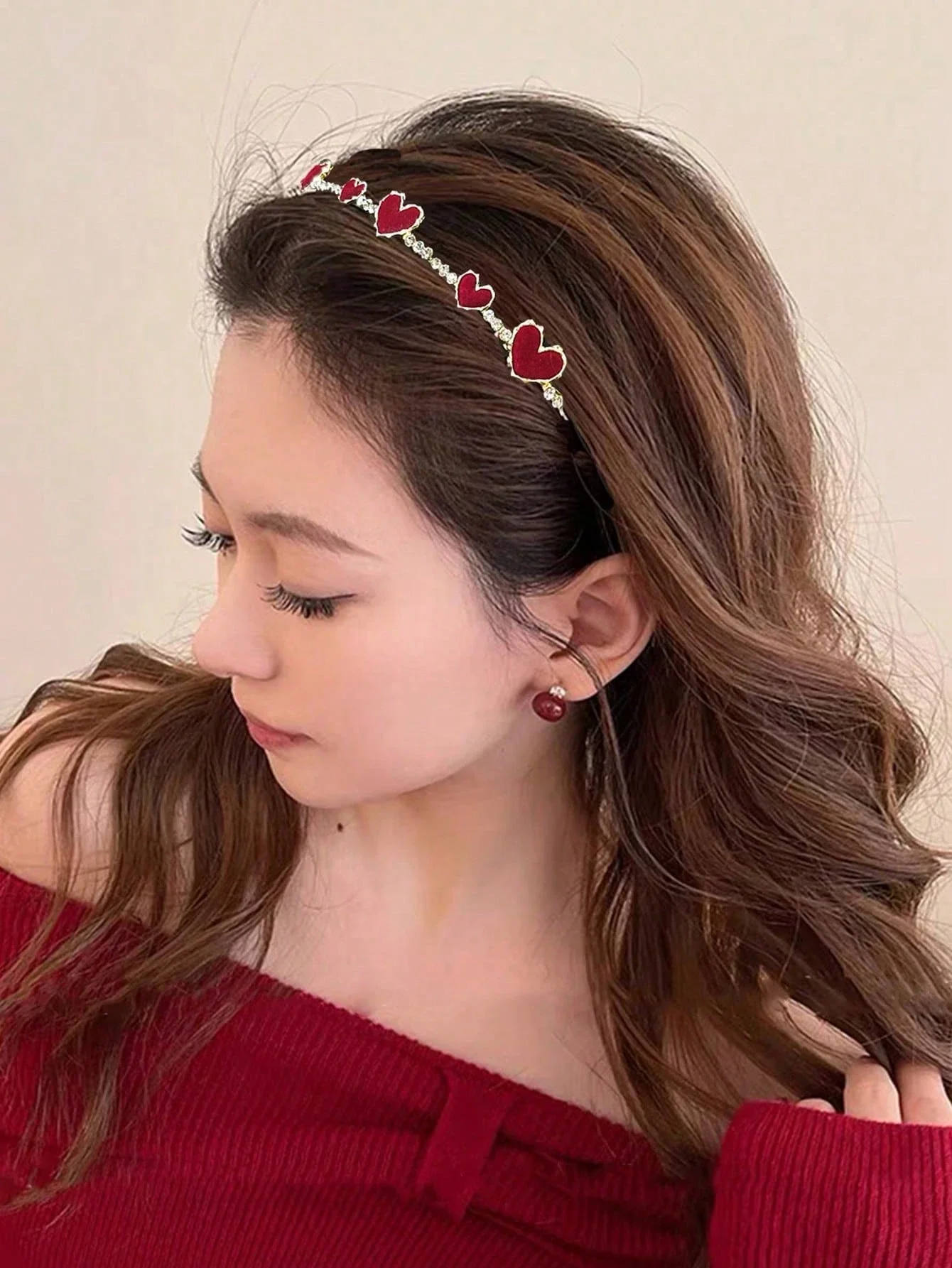 

Elegant Rhinestone Heart Headband For Women Valentine's Day Hair Accessory