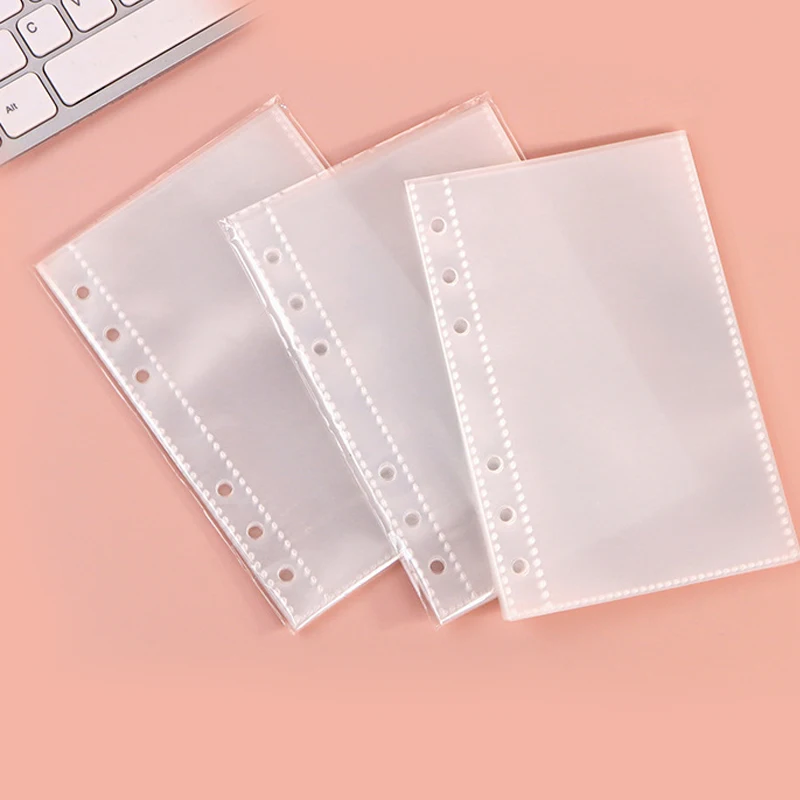 

1/2Pocket Flipchart Card Holder Album 10pcs A6 6 Holes Transparent Frosted Page Protector PP Album Refill Page Top Loading Album