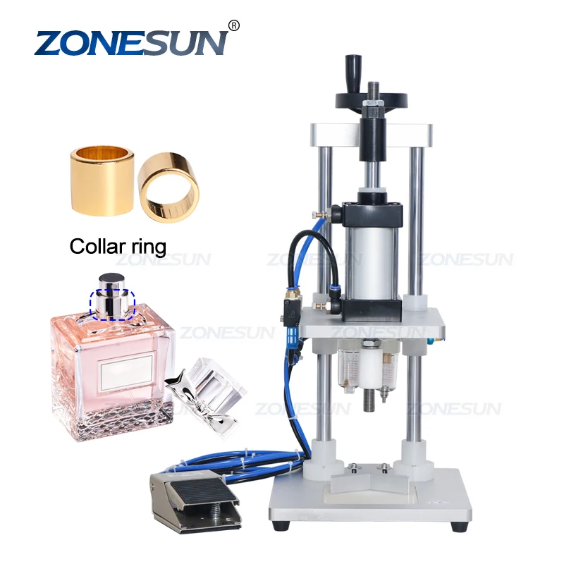 

ZONESUN ZS-GK5 Pneumatic Perfume Glass Bottle Capping Machine Desktop Perfume Collar Small Bottle Crimping Pressing Machine