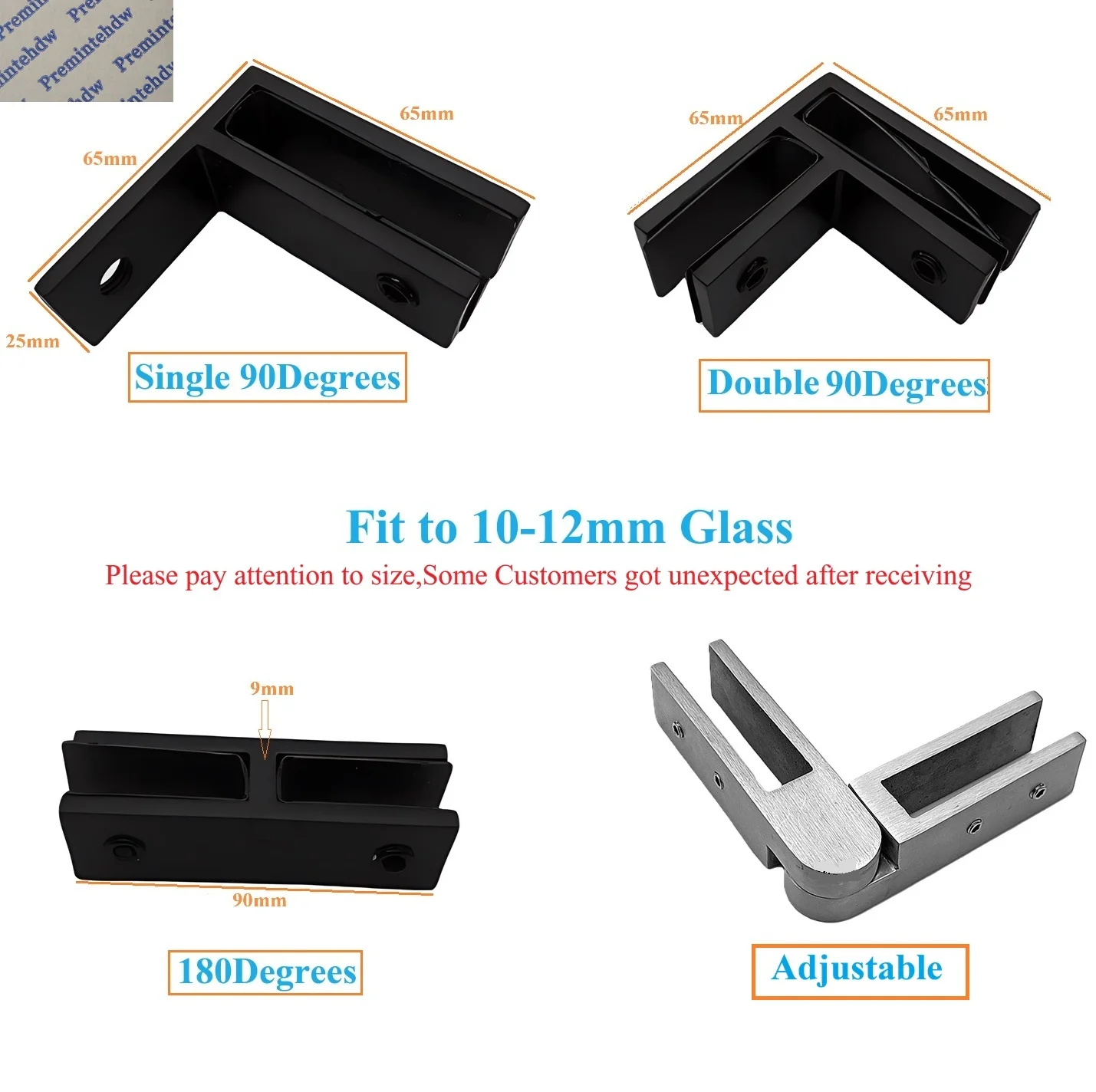 2Pcs Cast SUS304 Non-Drill Railing Glass Clamp Fixing Bracket For Handrail Swimming Pool Fence Joint