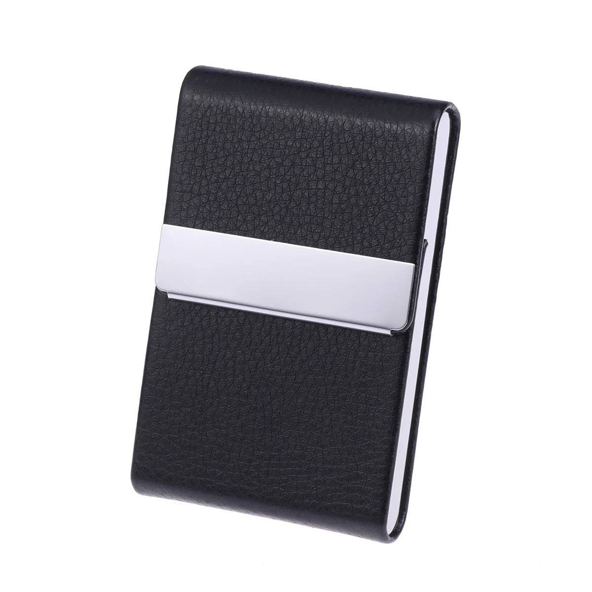 

Stand Credit Card Wallet Business Case Stainless Steel PU Holder Vertical Section