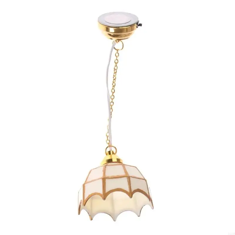 

N1HB 1/12 Scale Dollhouses Gold Ceiling Light for Living Room Bedroom Scene Display