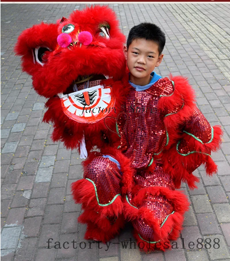 Lion Dance Traditional Fur Mascot Costume pure wool Southern Lion For one person Advertising Carnival Halloween Christmas Easter