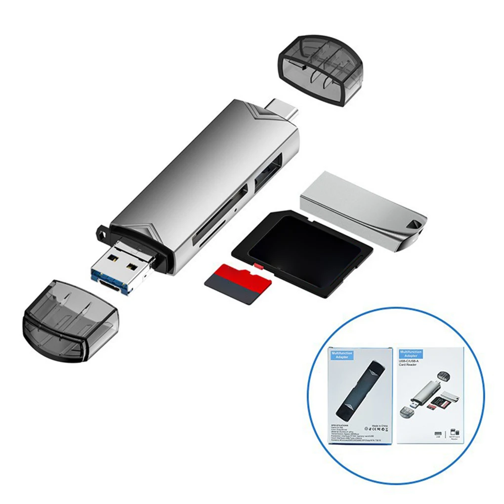 Alloy High-Speed Micro S-D Card Reader For Easy-to And Portable Easy To 6 In 1 USB 3.0 Card Reader