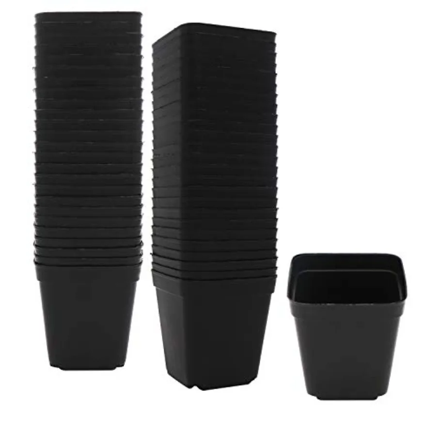 

Pastic Nursery Pots 2.7Inch 100 Pcs Square Plant Pot Thick Balck Starter Container for Starting Seedlings or Succulents
