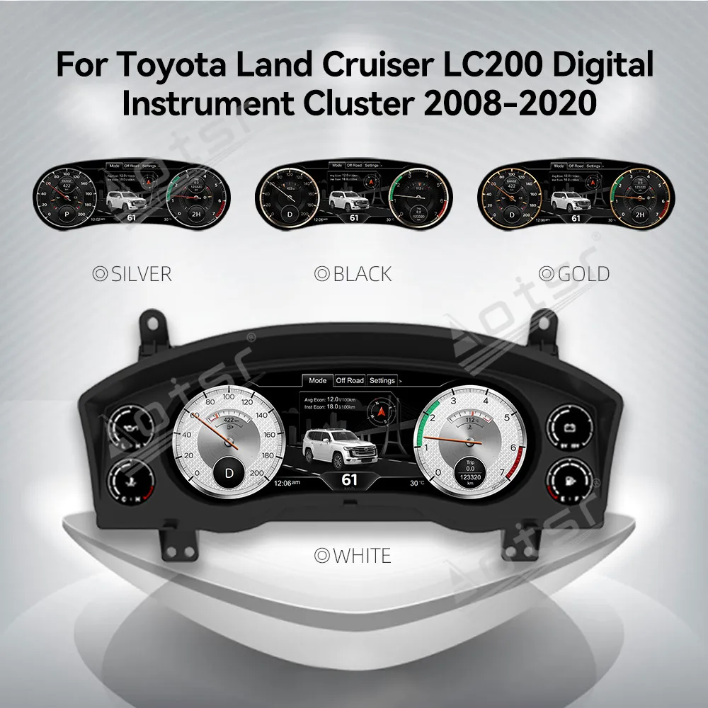 12.3'' Digital Cluster Odometer Screen For Toyota Land Cruiser LC200 LCD Multimedia Player Dashboard Speed Meter Car Accessories