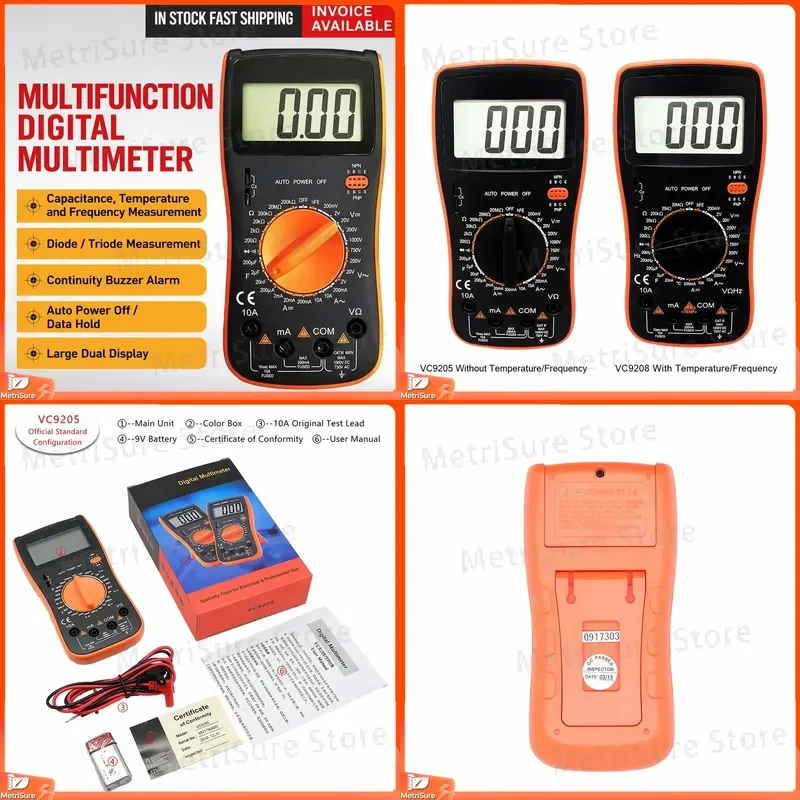 Digital Capacitance Meter Multimeter Tester with Large LCD Display Auto Range Capacitor Tester for Electronics Repair DIY