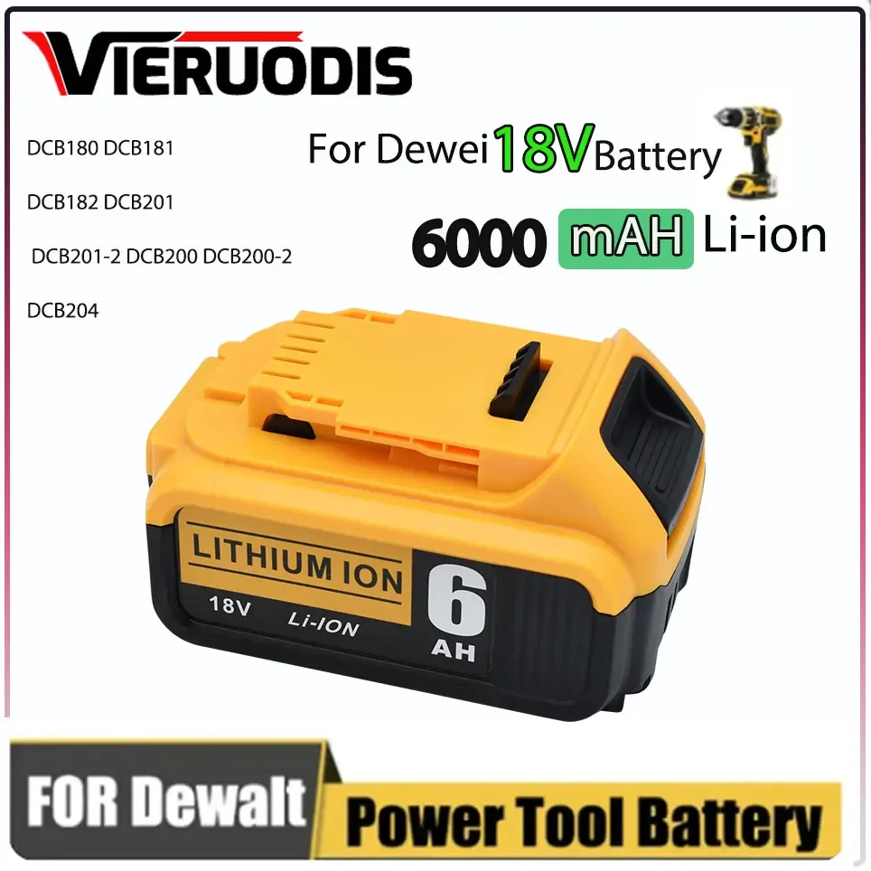 

18V 5Ah 6Ah 8Ah 18650 Lithium Battery for DeWalt power Tools DCB184 DCB200 rechargeable electric tool set 20v 5000mah Battery