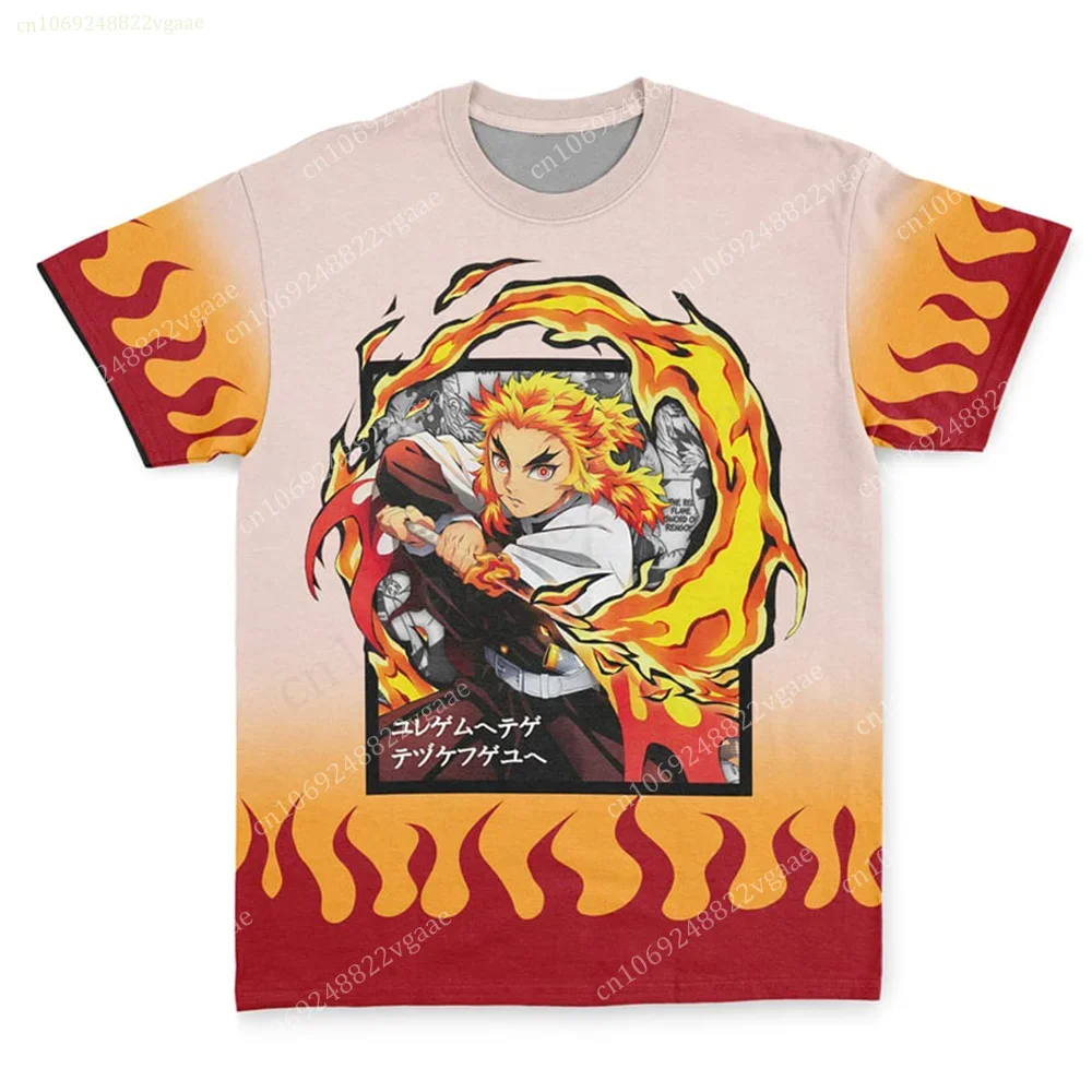 Japanese Anime Kyojuro Rengoku Haori Manga Collage Demon Slayer Streetwear T-Shirt For Kids Boy Girls Women Men Top Tee Clothes