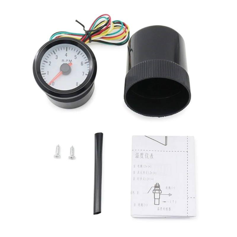 Motorcycle Car Engine 0-8000RPM Measurement Tool 2 Inch 52mm Tachometer For Professional Drivers 1-8 Cylinder Gas Engine