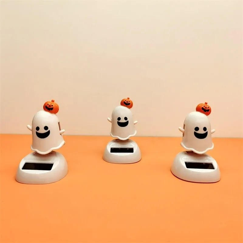 Halloween Solar Dancing Toy Solar Bobble Head Halloween Toys Auto Dashboard shaking Head Ghost Vehicles Automatic fading