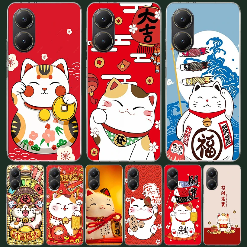 Японский чехол для телефона Lucky Cat Maneki Neko для Xiaomi Poco X3 X5 X6 X7 X4 Nfc F7 Ultra F6 F5 Pro F4 Gt F3 M5 M5S M4 M3 Art Cover