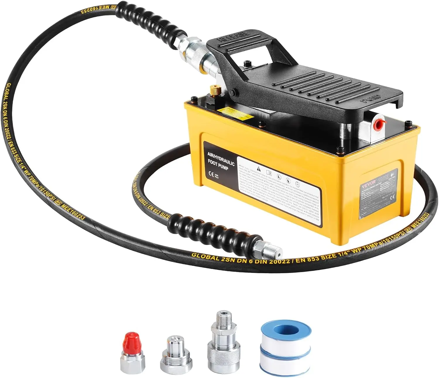 10,000PSI Air Hydraulic Pump, 0.42 Gal Reservoir, NPT 3/8 in Oil Outlet, NPT 1/4 in Inlet, Aluminum Shell Air Actuated Treadle F