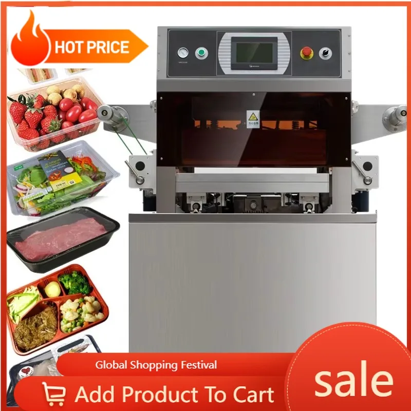 Commercial MAP Tray Sealer Inflatable Vacuum Nitrogen Filling Machine for Takeaway Food Tray Packaging