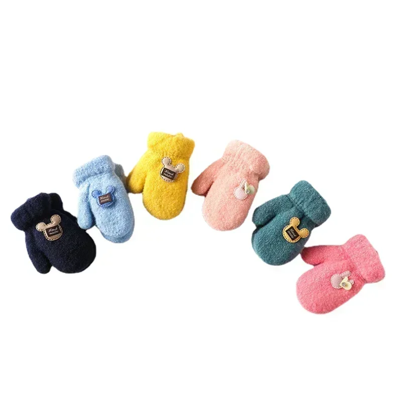 1-6 Years Old Baby Mittens Newborn Children Kids Winter Gloves Mohair Plush Thick Boys Girls Gloves