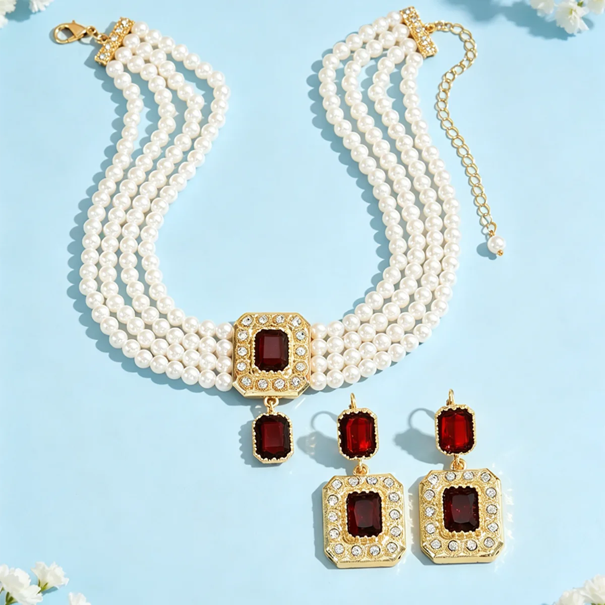 Middle East New Multilayer Handmade Beaded Necklace And Earrings Set Women's Jewelry Accessories for Parties Weddings Festivals