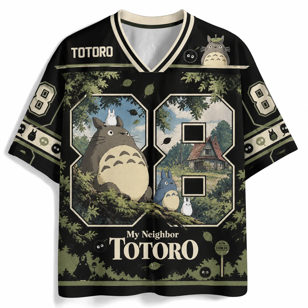 New Anime Cartoon 3D Digital Printed Street Style Men's and Women's Versatile Casual Sports Loose V-neck T-shirt