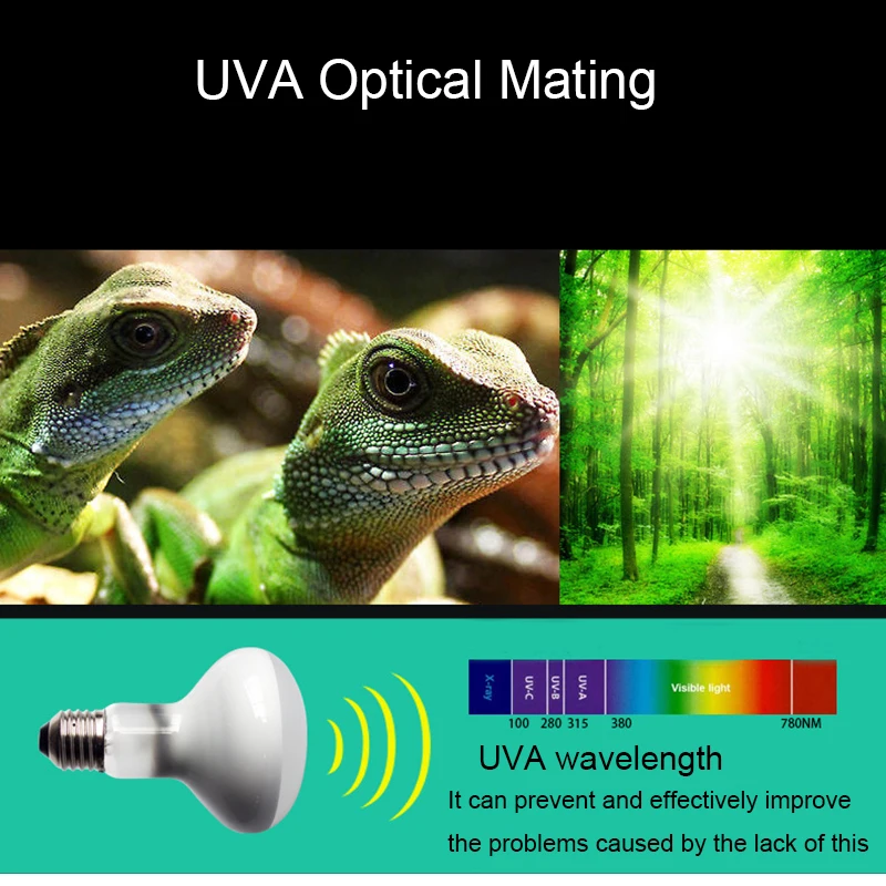 25/50/100W UVA+UVB Reptile Lamp Bulb Turtle Basking UV Light Bulbs Heating Lamp Amphibians Lizards Temperature Controller 220V