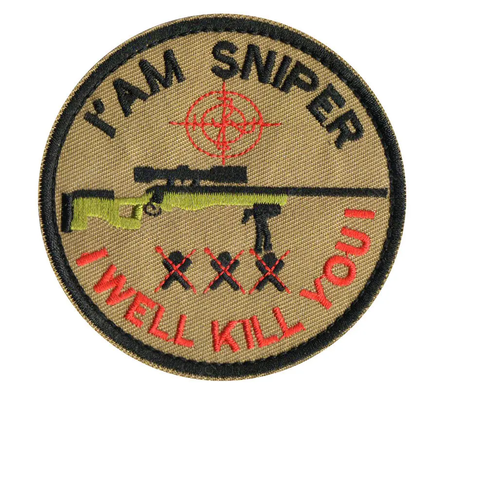 Sniper Embroidered Patches Tactical Army Military Patch Combat Emblem PVC Rubber Badges Appliqued for Backpacks Caps Hat Jackets