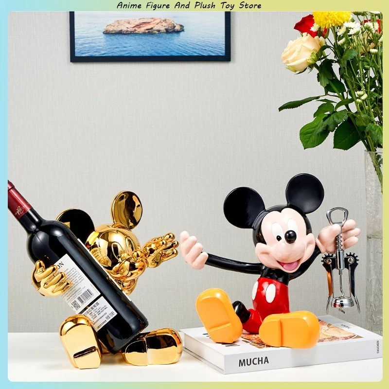 

Disney Kawaii Cartoon Mickey Mouse Red Wine Rack Decoration Ornaments Figure Home Room Tv Cabinet Decoration Cute Toys Gifts