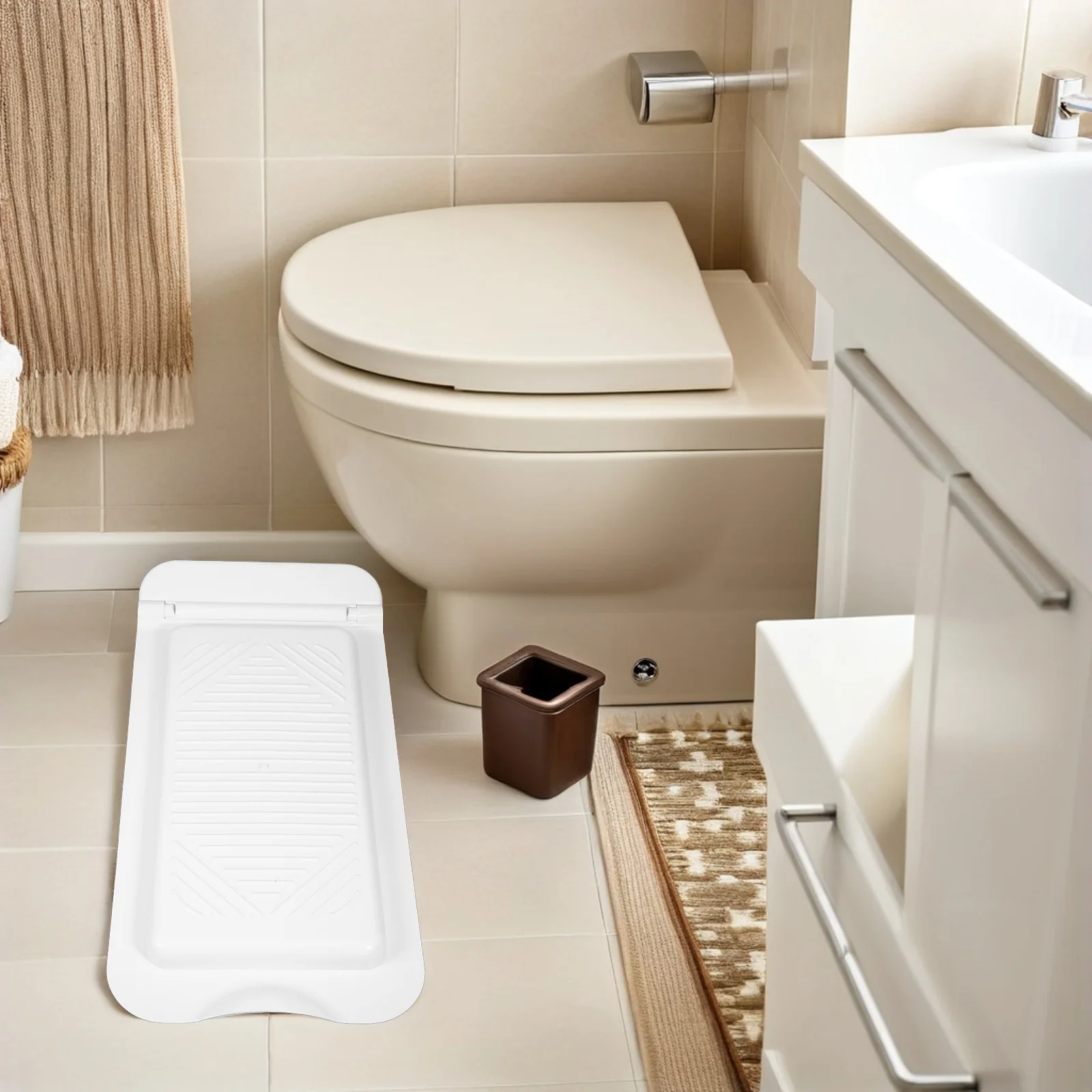 

Универсальная крышка для унитаза для приседаний, утолщенная белая пластиковая крышка для унитаза, сменная крышка для ванной комнаты, нескользящая, сверхмощная, прочная