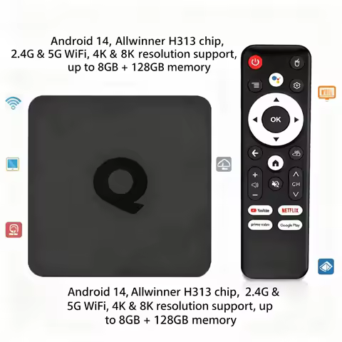 Smart TV Box Android14 Q1 Allwinner H313 2.4&amp;5G Wifi Voice Remote Support FHD 4K 8K Google Netflix Media Player 16G 32G 64G 128G