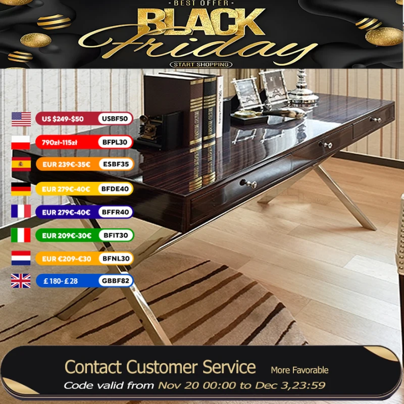 Elegant Luxury Computer Desks Rectangular Large Drawers Office Gaming Desk Study Bedroom Wooden Mesa Ordenador Office Furniture