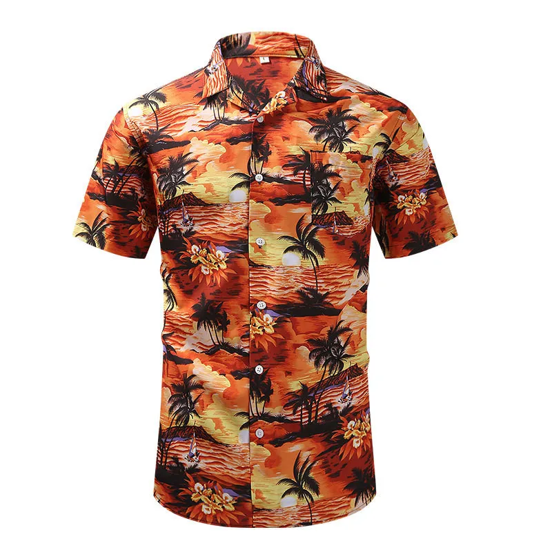 

US size Mens Summer Beach Hawaiian Shirt 2024 Brand Short Sleeve Floral Shirts Men Casual Holiday Vacation Clothing Camisas