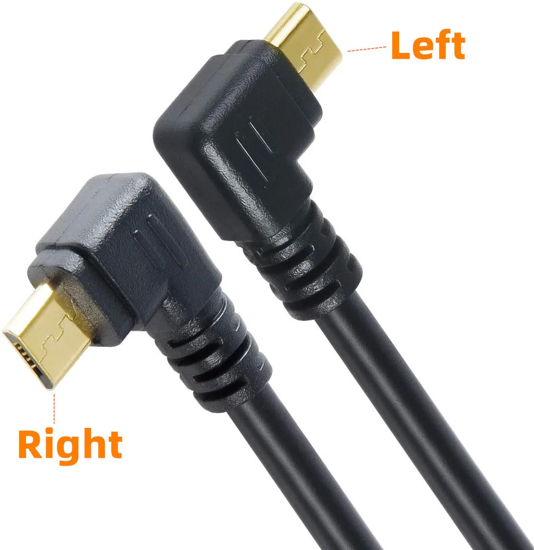 Gold Plated 15CM Short 90 Degree USB 2.0 To Micro USB B Male Cable Gold Plated Right Angle Data Sync And Charge Extender Lead