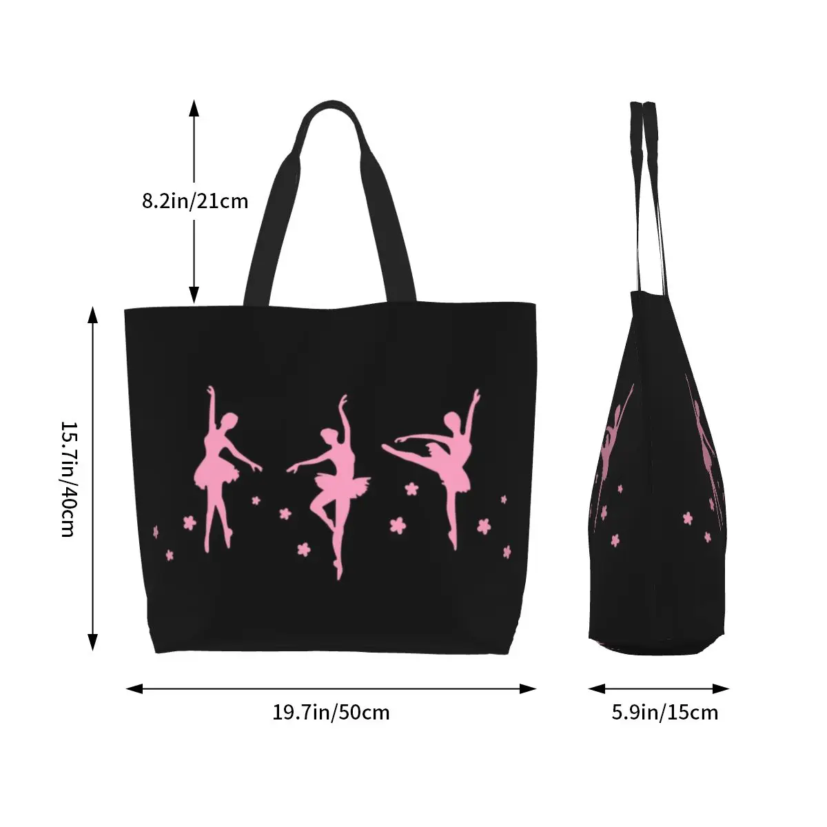 Cute Ballet Dancing Grocery Shopping Tote Bag Women Ballerina Dance Dancer Canvas Shoulder Shopper Bag Big Capacity Handbags