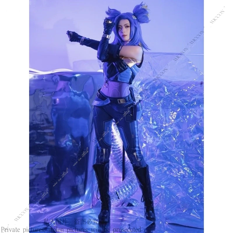 Neon Cosplay Costume Game Valorant Neon Wig Blue Women Combat Uniform Halloween Party Outfit Full Set Role Play Anime Woman