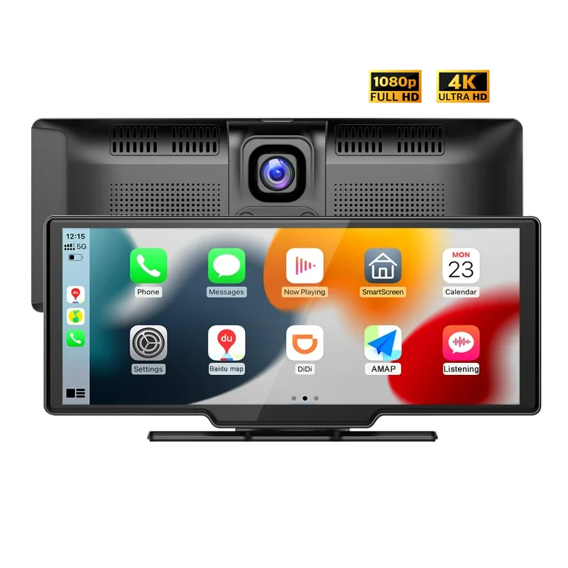 Monitor for Car HD Dual BT Stereo Car Radio Dash Cam 10.26 Inch Wireless Carplay and Android Auto Touch Screen Audio System