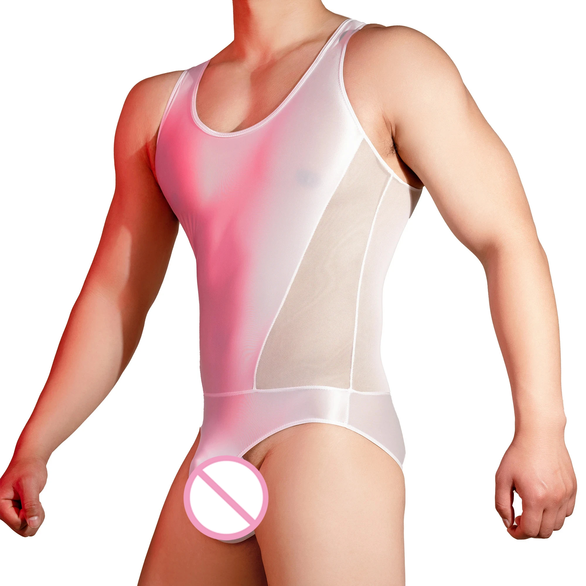 

Men Solid Color Jumpsuits Erotic One-pieces Underwear See Through Slim Bodysuits Sexy Breathable Rompers Elastic Leotard Pajamas