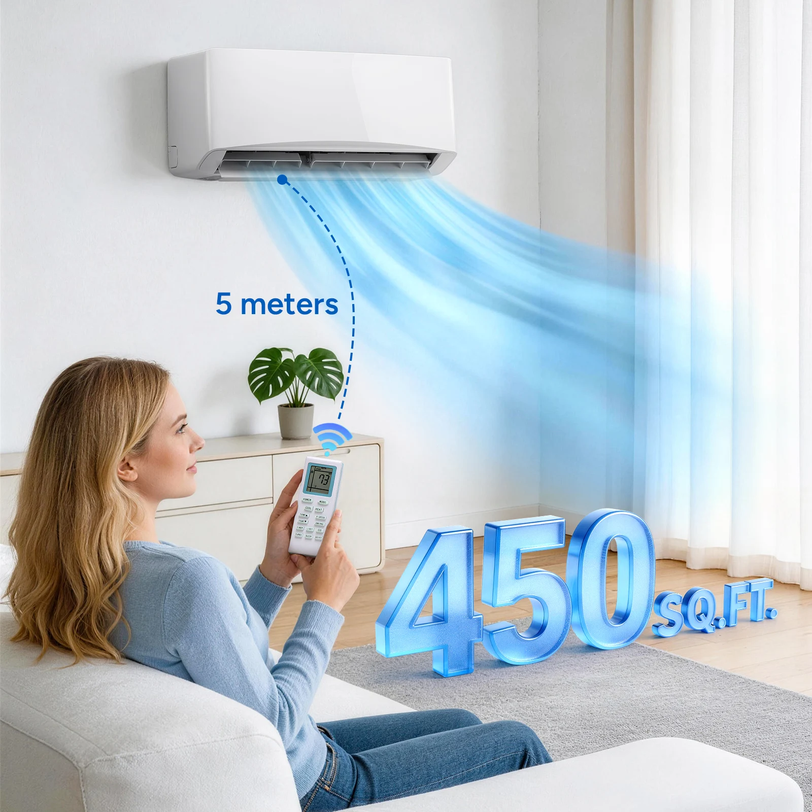 9000 BTU Mini Split Air Conditioner & Heater with Inverter, 17 SEER2 115V Energy Saving AC Unit Cools Rooms up to 450 Sq. Ft, Complete Installation Kit view 4